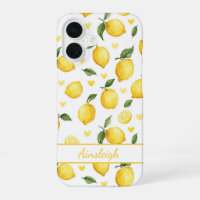 Aquarell-Zitronen mit monogrammierten Herzen