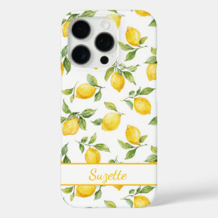 Aquarell-Zitronen monogrammiert iPhone 16 Pro Hülle