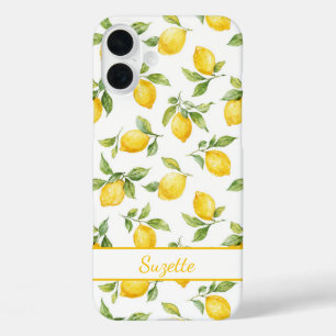Aquarell-Zitronen monogrammiert iPhone 16 Plus Hülle