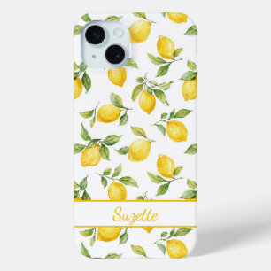 Aquarell-Zitronen monogrammiert Case-Mate iPhone Hülle