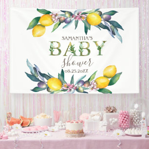 Aquarell-Zitronen Oliven Babyparty Banner