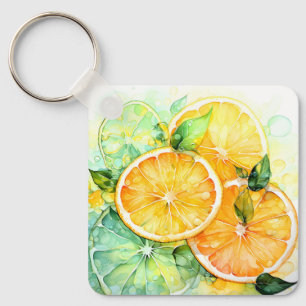 Aquarell-Zitronen-Orange-Lime-Botanik-Küche Schlüsselanhänger