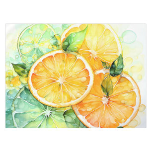 Aquarell-Zitronen-Orange-Lime-Botanik-Küche Tischdecke