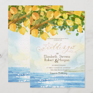 Aquarell-Zitronen-Ozean-Hochzeit Einladung