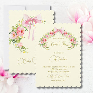 Aquarell-Zitronen-Schleifen-Blumen-Baby-Party Einladung