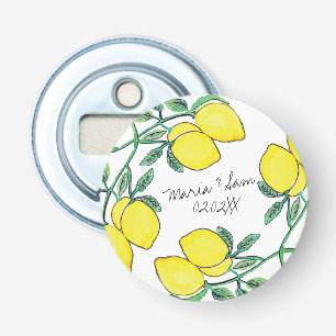 Aquarell-Zitronen-Script-Hochzeit Flaschenöffner