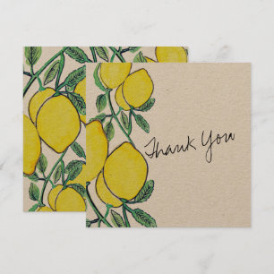 Aquarell-Zitronen-Zitrus-Script-Dankeschön-Karte Einladung