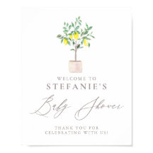 Aquarell Zitronenbaum Babydusche Begrüßung