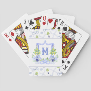 Aquarell-Zitronenbaum-Monogrammwappen Spielkarten