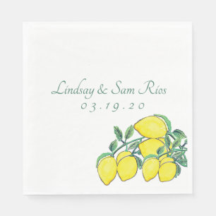 Aquarell-Zitronenbündel Zitrusgelb Hochzeit Serviette