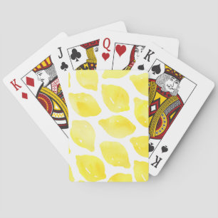 Aquarell-Zitronengelb-Weiß-Sommer-Muster Spielkarten