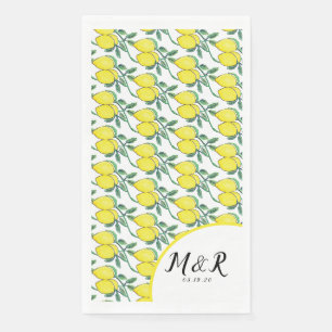 Aquarell-Zitronengrünzeug Zitrusgelb Hochzeit Serviette