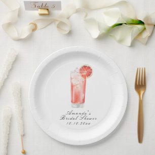 Aquarell-Zitrus-Cocktail-Brautjungfernparty Pappteller