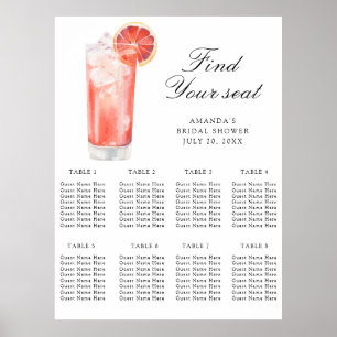 Aquarell-Zitrus-Cocktail-Hochzeit Sitzordnung Poster