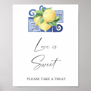 Aquarell-Zitrus - Liebe ist süß, nimm dir ein Leck Poster
