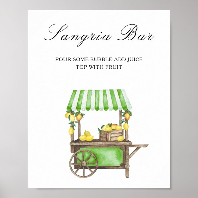 Aquarell-Zitrus-Limone - Sangria-Bar Poster (Vorne)