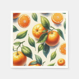 Aquarell Zitrus Orange Blätter Hochzeit Serviette
