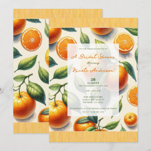 Aquarell-Zitrus-Orangen-Blätter-Brautparty Einladung