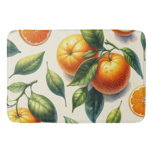 Aquarell-Zitrus-Orangen-Blätter-Hochzeit Badematte