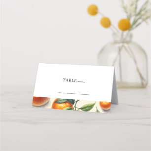 Aquarell-Zitrus-Orangen-Blätter-Hochzeit  Platzkarte