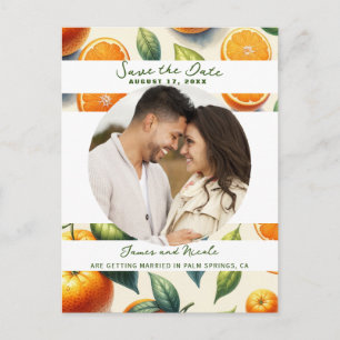 Aquarell-Zitrus-Orangenblätter Save the Date Ankündigungspostkarte