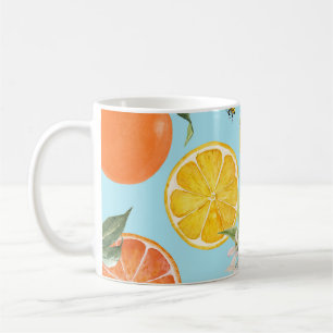 Aquarell-Zitrusfrüchte: Handgezeichnet Kaffeetasse