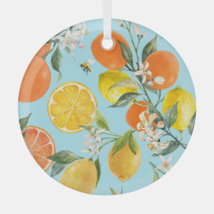 Aquarell-Zitrusfrüchte: Handgezeichnet Ornament Aus Glas