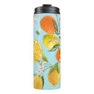 Aquarell-Zitrusfrüchte: Handgezeichnet Thermosbecher