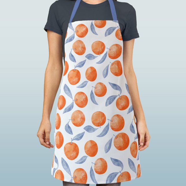 Aquarell-Zitrusorange Frucht Mittelmeer Schürze (Mediterranean watercolor citrus orange fruit pattern apron)