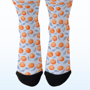 Aquarell-Zitrusorangen Mittelmeer Blassblau Socken