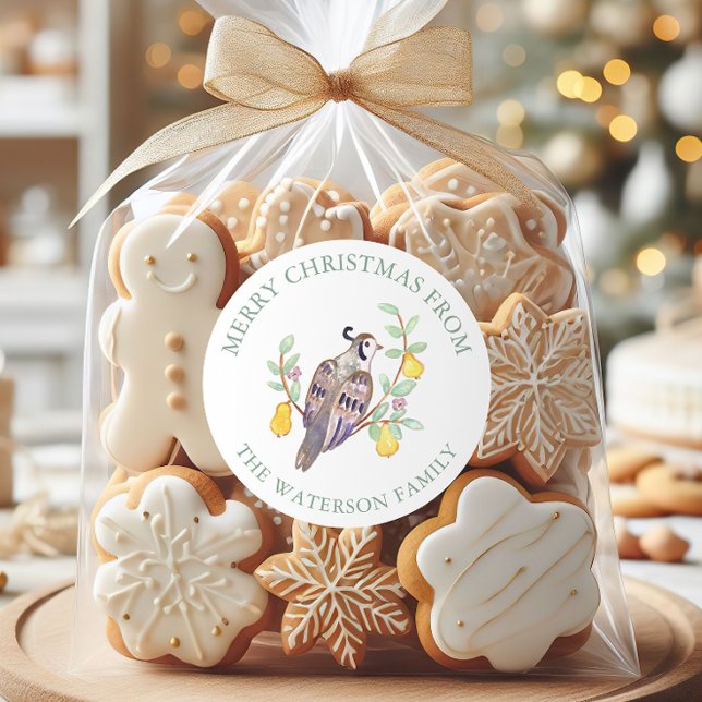 Aquarell Zwölf Tage Weihnachtsgeschenk Runder Aufkleber (Von Creator hochgeladen)