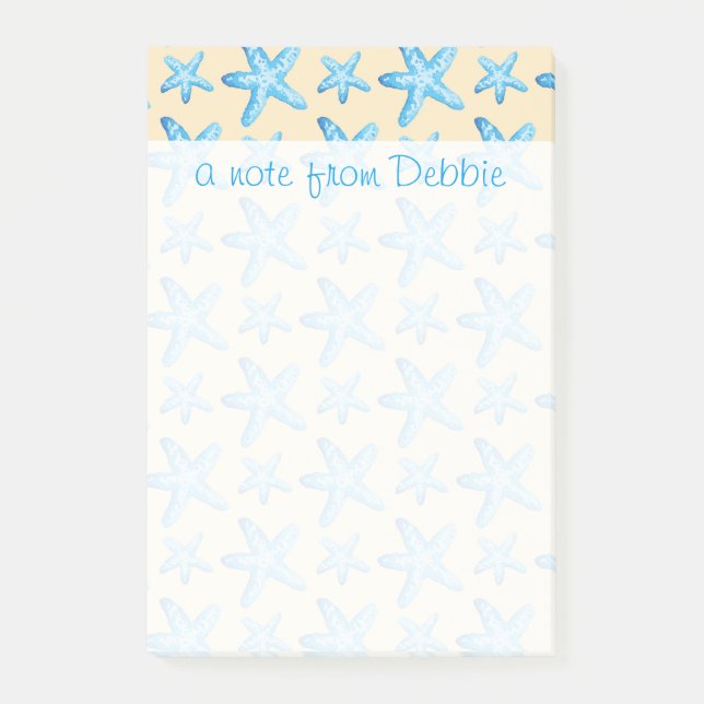 Aquarelladdieren blaues Starfish-Muster | Ihren Post-it Klebezettel (Vorderseite)