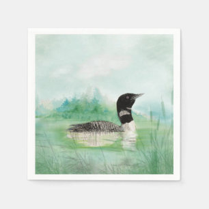 Aquarellallgemeine Loon-Vogel-Natur-Kunst Serviette