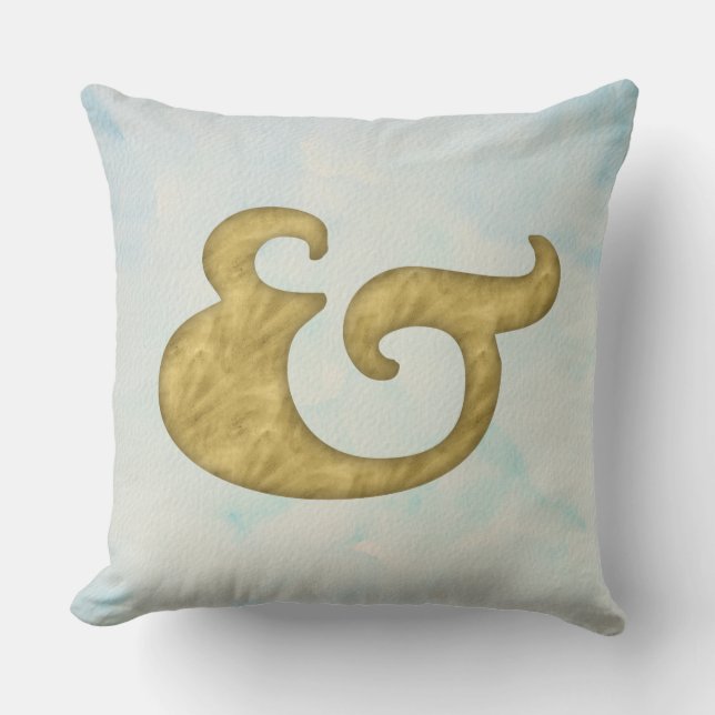 AquarellAmpersand Nautik | Gold und Symbol Kissen (Vorderseite)