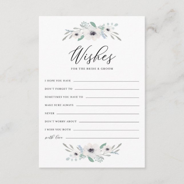 Aquarellanemonen für Braut und Bräuche Hinweiskarte (Vorderseite)