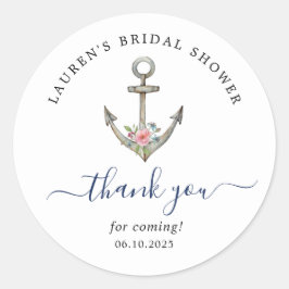 Aquarellanker Nautisches Brautparty Vielen Dank Runder Aufkleber