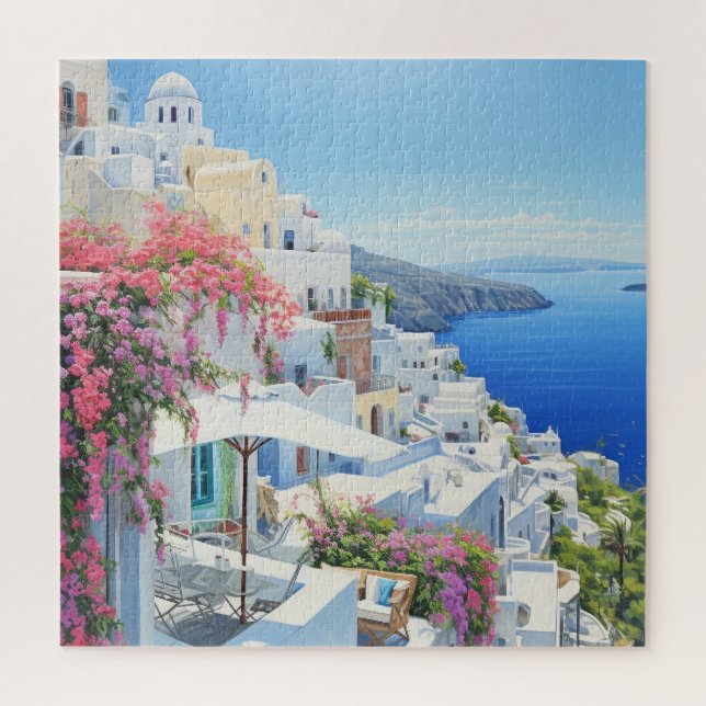 Aquarellansicht des Santorini-Puzzles Puzzle (Vertikal)