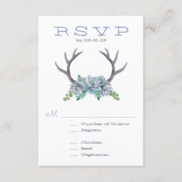 Aquarellantler und Echeveria Wedding RSVP Karte