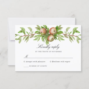 Aquarelläpfel Hochzeitskarte RSVP Karte