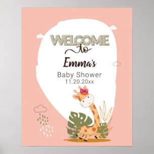 Aquarellbaby Giraffe, Babydusche Poster