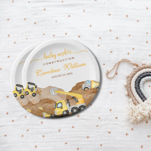 Aquarellbaby im Bau Babydusche Pappteller