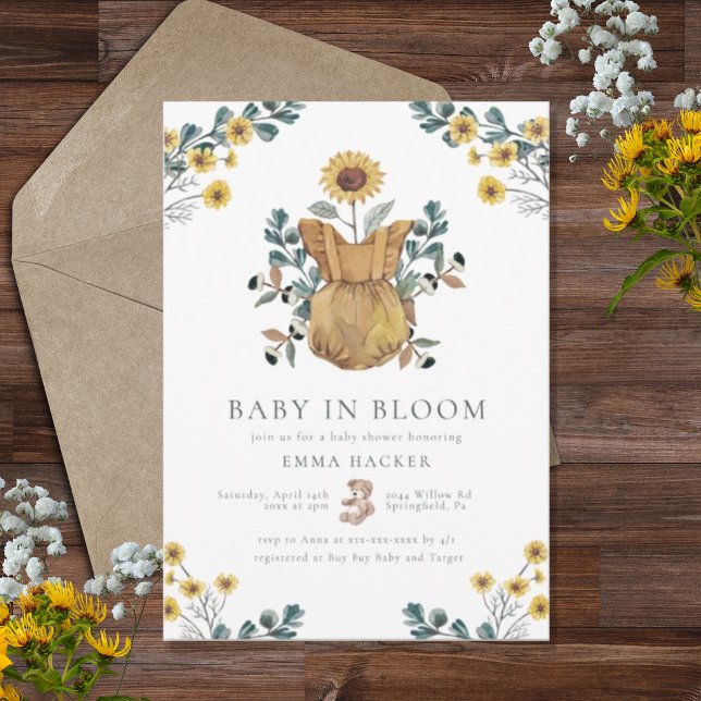 Aquarellbaby in Bloom Baby Dusche Einladung (Von Creator hochgeladen)