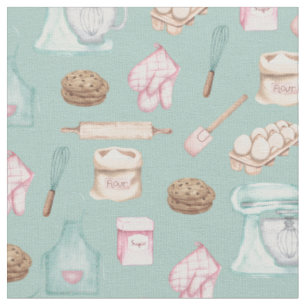 Aquarellbäckerei auf Ebene grün Stoff