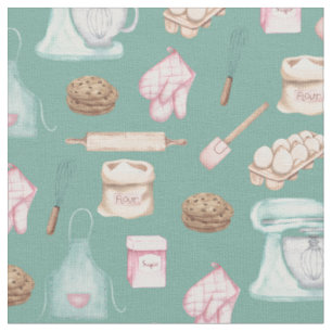 Aquarellbäckerei auf Grün Stoff