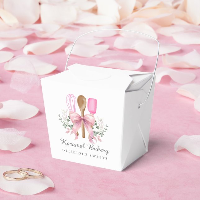 Aquarellbäckerei mit rosa Bow Geschenkschachtel (Hochzeit)