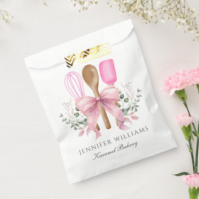 Aquarellbäckerei Utensities Pink Bow Personalisier Geschenktütchen (Versiegelt)