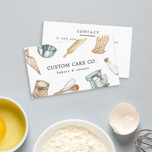 Aquarellbäckerwerkzeuge Visitenkarte (Von Creator hochgeladen)