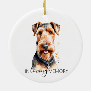 Aquarellbad Airedale Terrier Keramik Ornament