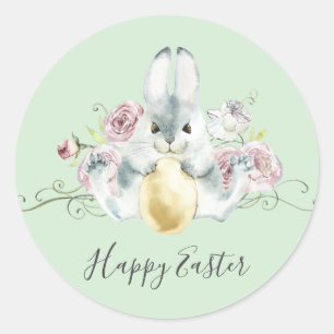 Aquarellbad Bunny & Blume Ostern Runder Aufkleber