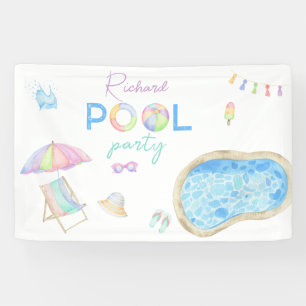 Aquarellbad Geburtstagsparty Pool Banner